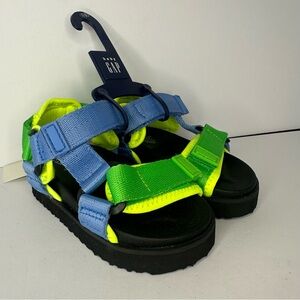 Baby Gap Toddler Boys Canvas Strap Sandals, Green-Blue-Black-Size 5-6 NWT